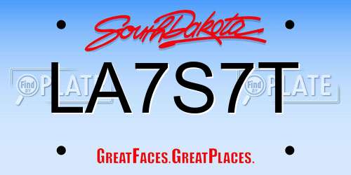 LA7S7T South Dakota License Plate
