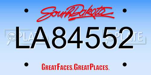 LA84552 South Dakota License Plate