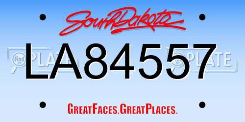 LA84557 South Dakota License Plate