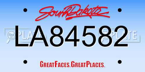 LA84582 South Dakota License Plate