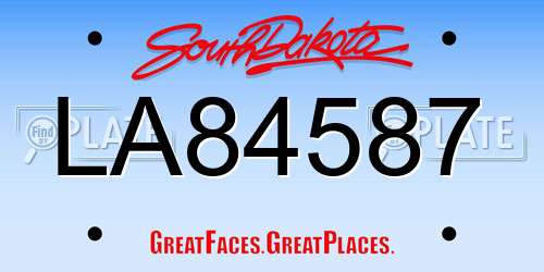 LA84587 South Dakota License Plate