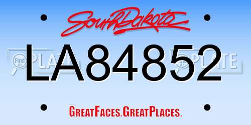LA84852 South Dakota License Plate