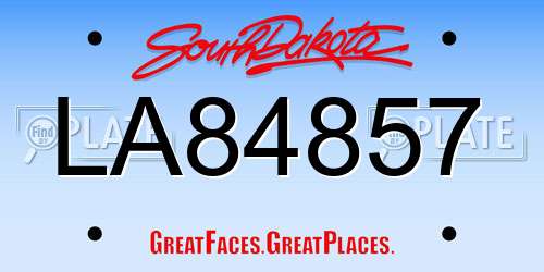 LA84857 South Dakota License Plate