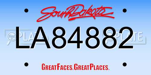 LA84882 South Dakota License Plate