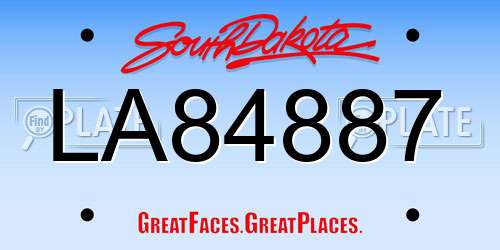 LA84887 South Dakota License Plate