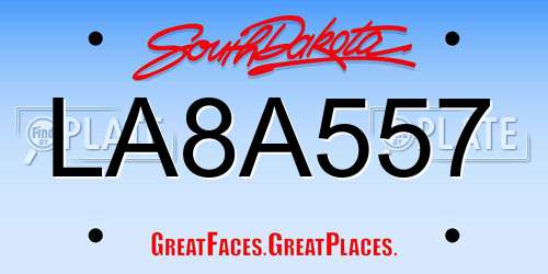 LA8A557 South Dakota License Plate