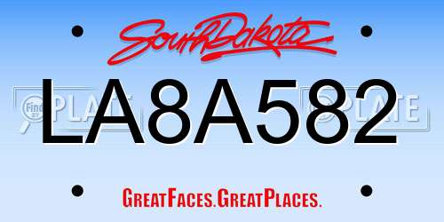 LA8A582 South Dakota License Plate