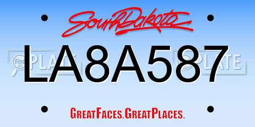 LA8A587 South Dakota License Plate