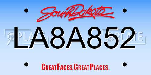 LA8A852 South Dakota License Plate