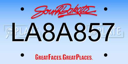 LA8A857 South Dakota License Plate