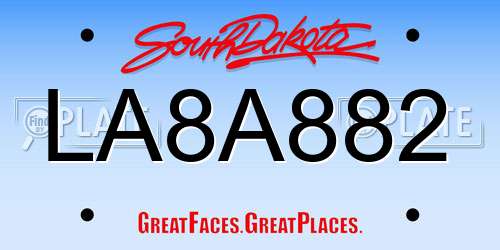 LA8A882 South Dakota License Plate