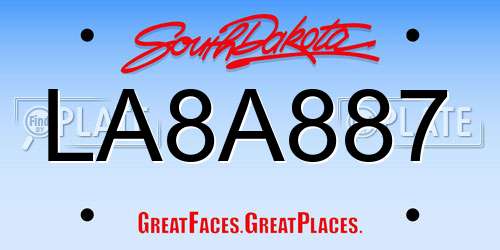 LA8A887 South Dakota License Plate