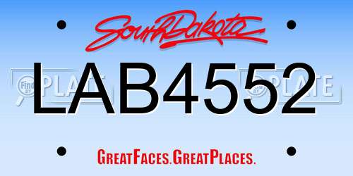 LAB4552 South Dakota License Plate