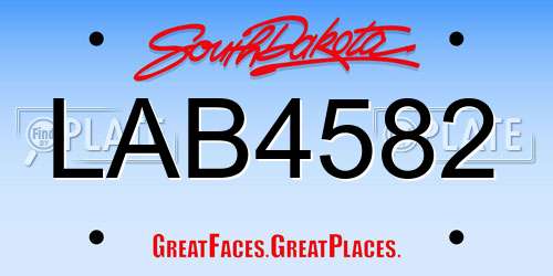 LAB4582 South Dakota License Plate