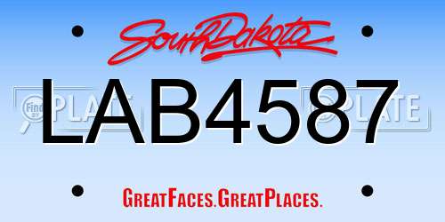 LAB4587 South Dakota License Plate