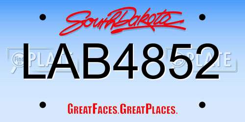LAB4852 South Dakota License Plate
