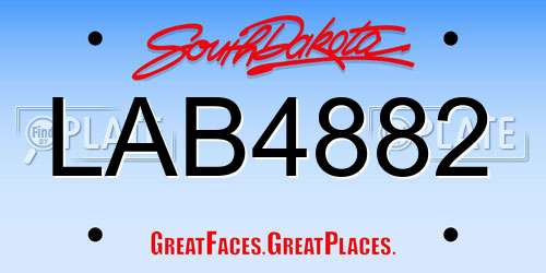 LAB4882 South Dakota License Plate