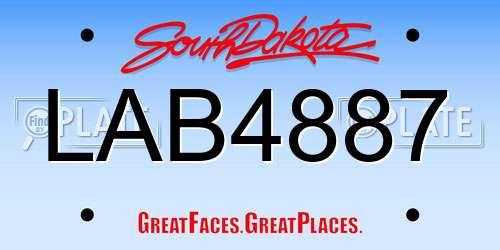 LAB4887 South Dakota License Plate