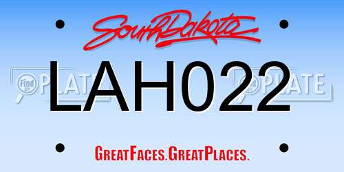 LAH022 South Dakota License Plate