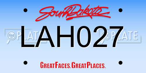 LAH027 South Dakota License Plate