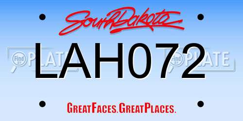 LAH072 South Dakota License Plate