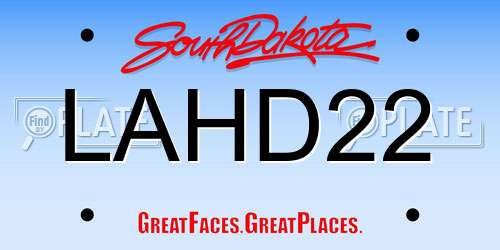 LAHD22 South Dakota License Plate