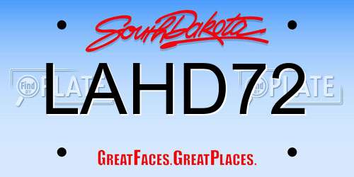 LAHD72 South Dakota License Plate