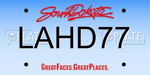 LAHD77 South Dakota License Plate