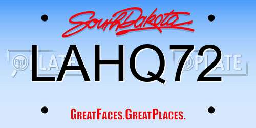 LAHQ72 South Dakota License Plate