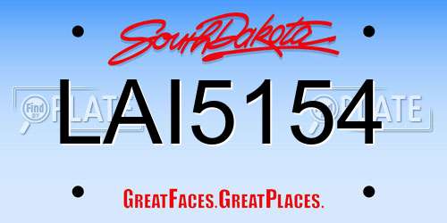 LAI5154 South Dakota License Plate