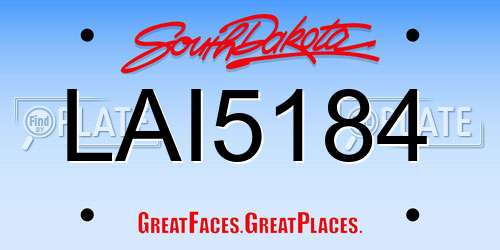 LAI5184 South Dakota License Plate