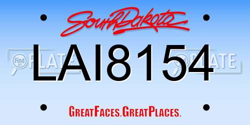 LAI8154 South Dakota License Plate