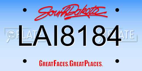 LAI8184 South Dakota License Plate
