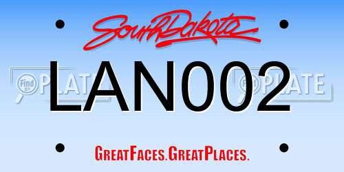 LAN002 South Dakota License Plate