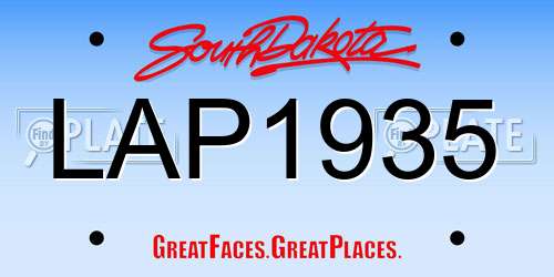 LAP1935 South Dakota License Plate
