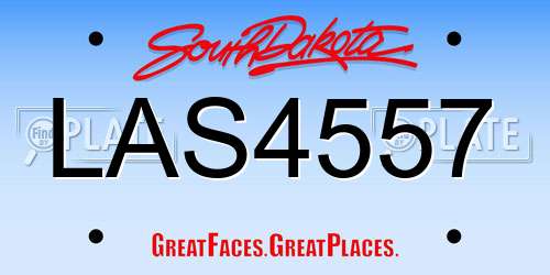LAS4557 South Dakota License Plate