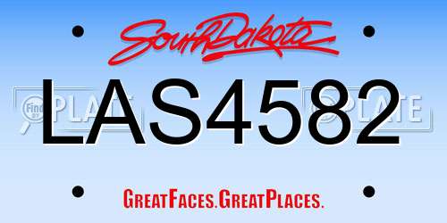LAS4582 South Dakota License Plate