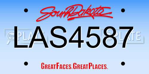 LAS4587 South Dakota License Plate