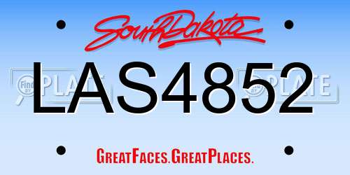 LAS4852 South Dakota License Plate