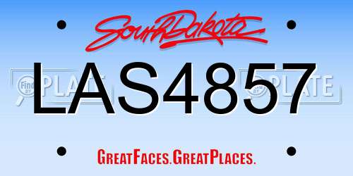 LAS4857 South Dakota License Plate