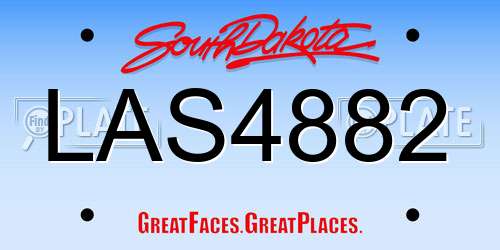 LAS4882 South Dakota License Plate