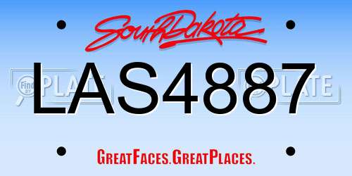 LAS4887 South Dakota License Plate