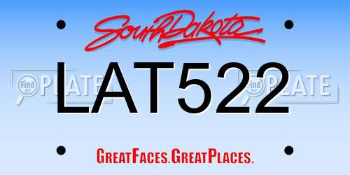 LAT522 South Dakota License Plate