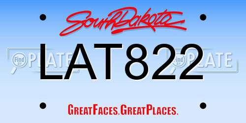 LAT822 South Dakota License Plate