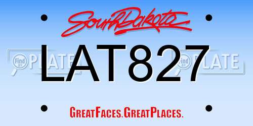 LAT827 South Dakota License Plate