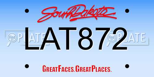 LAT872 South Dakota License Plate