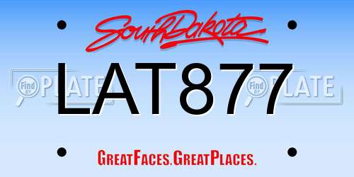 LAT877 South Dakota License Plate
