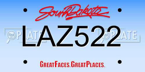 LAZ522 South Dakota License Plate