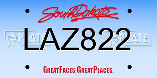 LAZ822 South Dakota License Plate