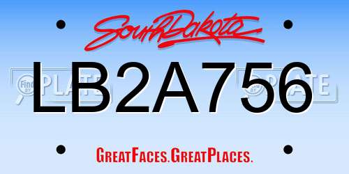 LB2A756 South Dakota License Plate